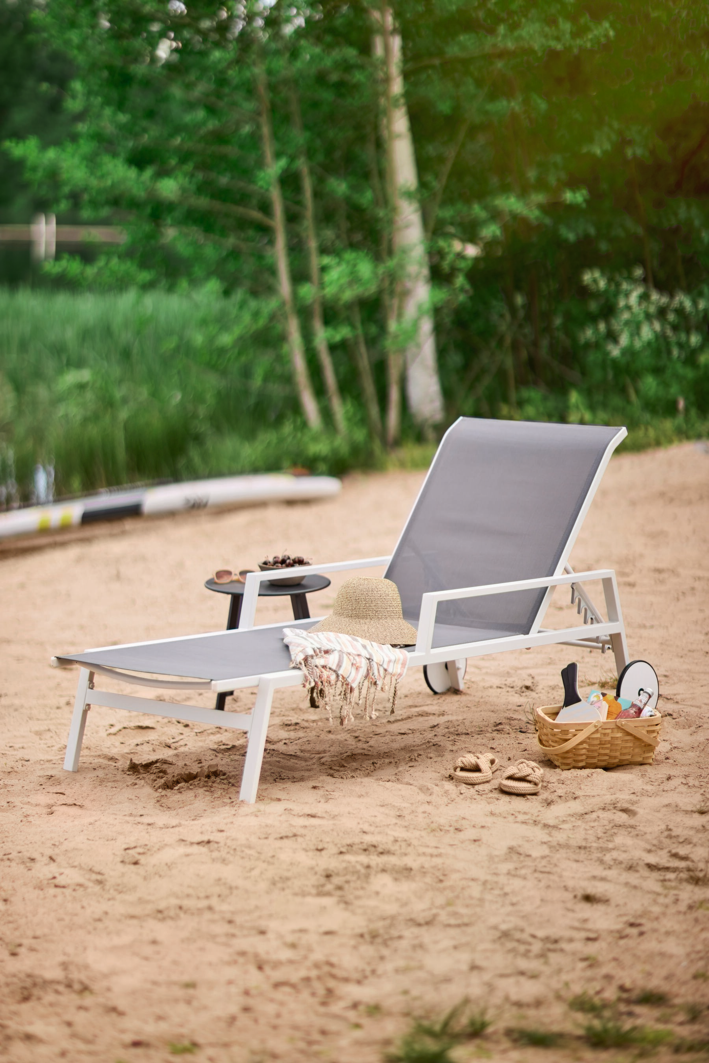 Aurinkotuoli Cello Lounge valkoinen/harmaa