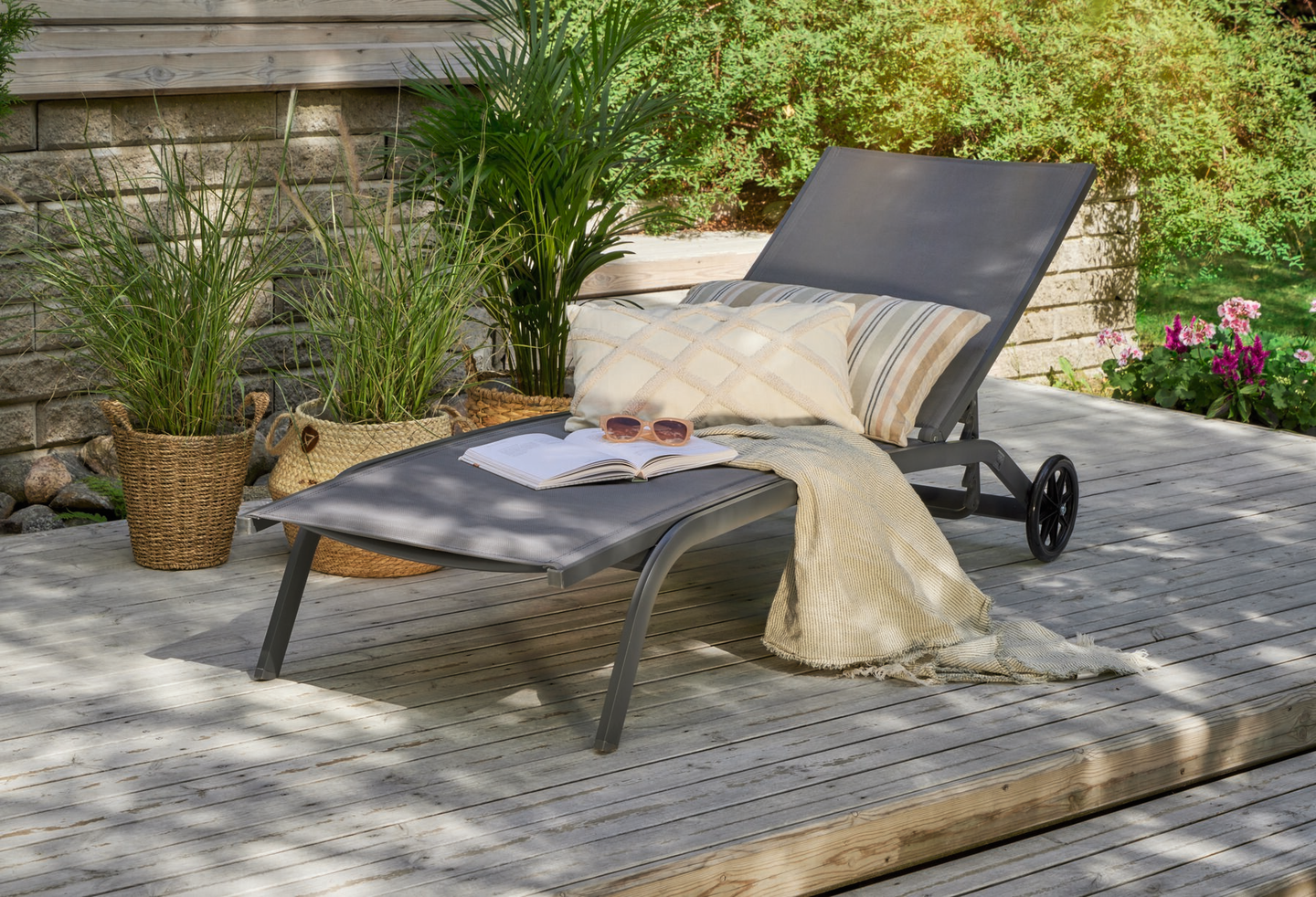 Aurinkotuoli Cello Relax harmaa