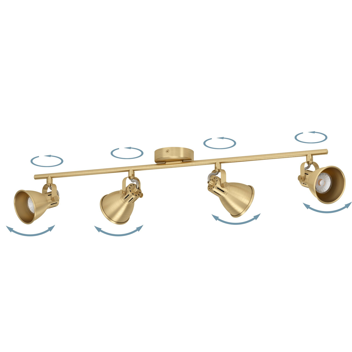 Spottivalaisin EGLO Seras 4-osainen 4x3W 77x6,5cm harjattu messinki/kulta
