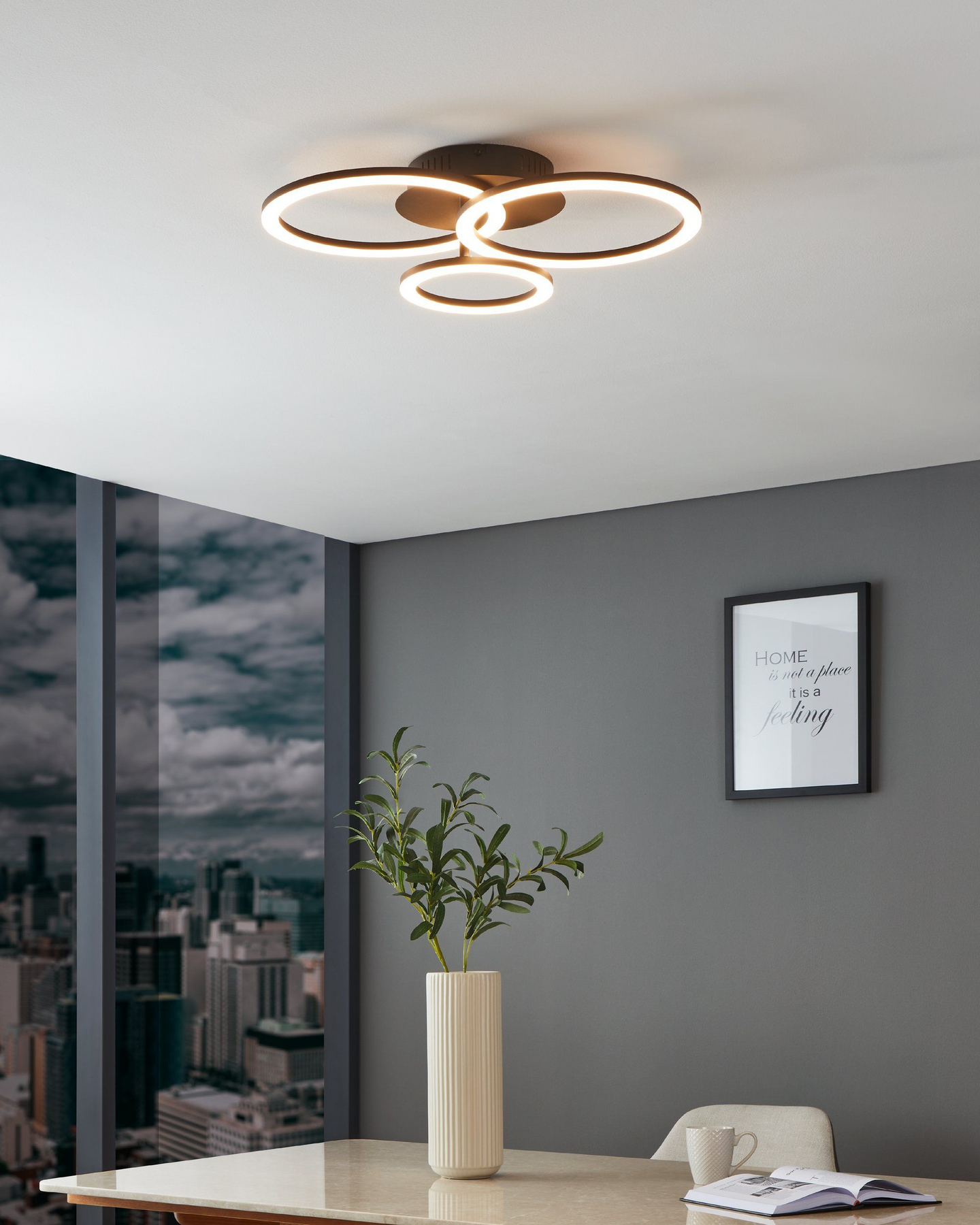 Kattovalaisin EGLO connect.z Parrapos-Z led 33W 54,5x44,5cm musta/valkoinen