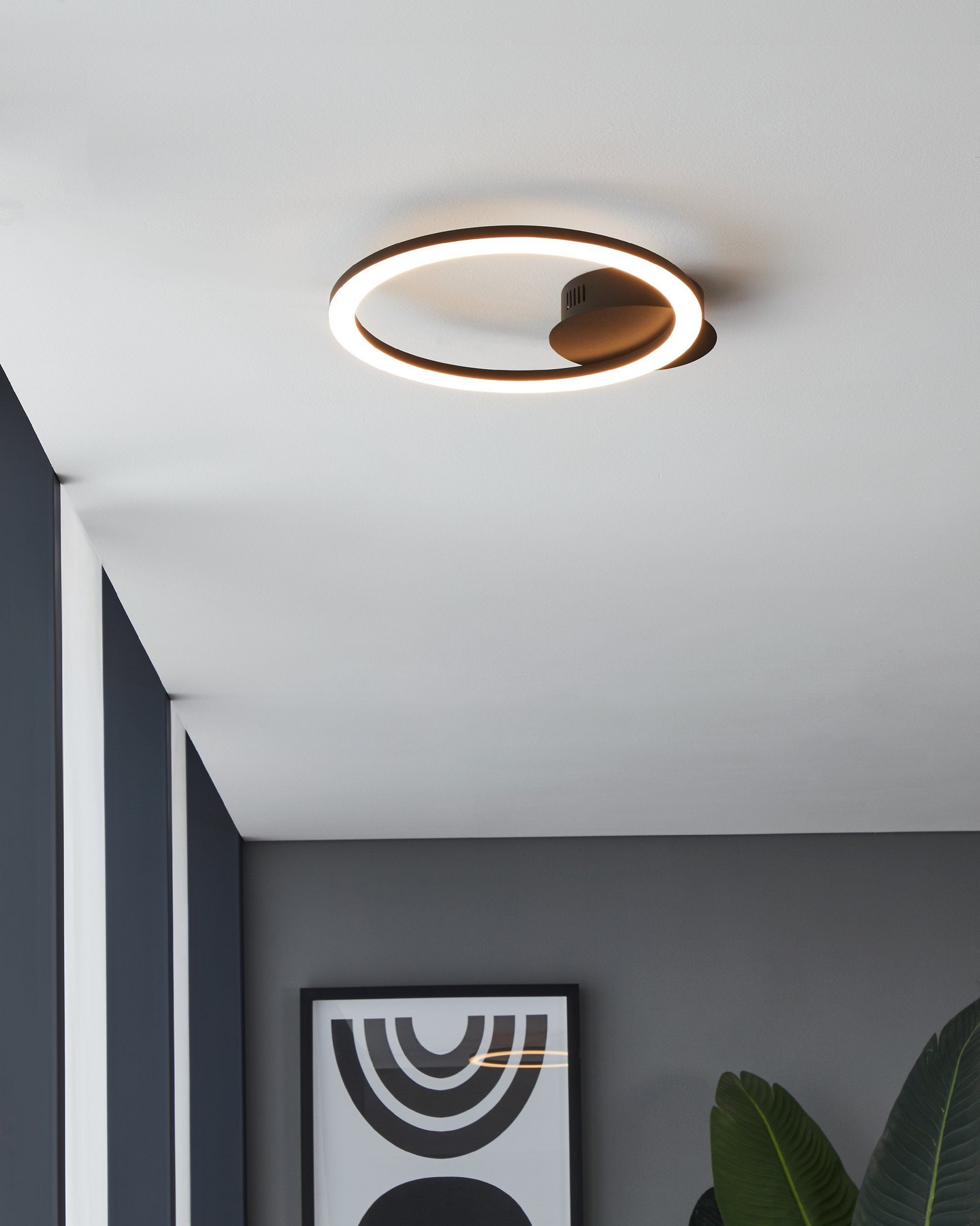 Kattovalaisin EGLO connect.z Parrapos-Z led 12W 34x30cm musta/valkoinen