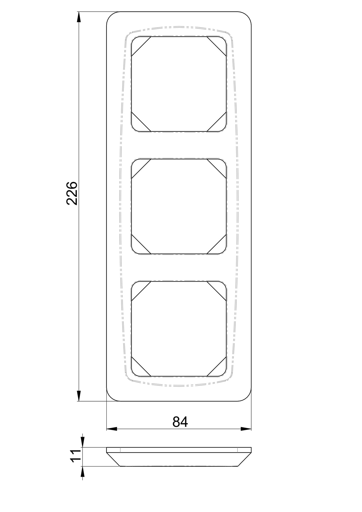Peitelevy OPAL kolmiosainen kytkin + pistorasia IP20 musta