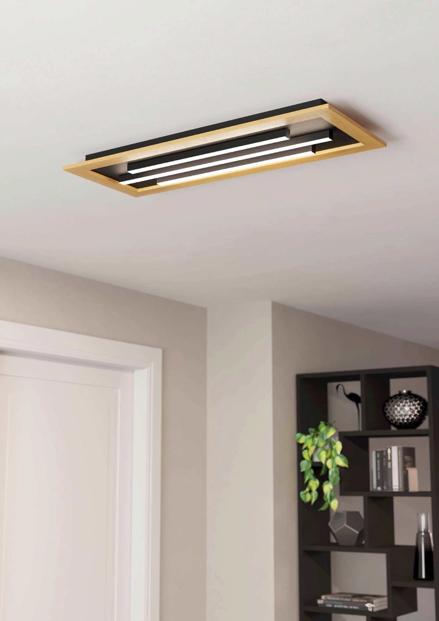 Kattovalaisin EGLO Tirrenara led 2x9,2W ja 13,7W 78x30,5cm musta/puu/valkoinen