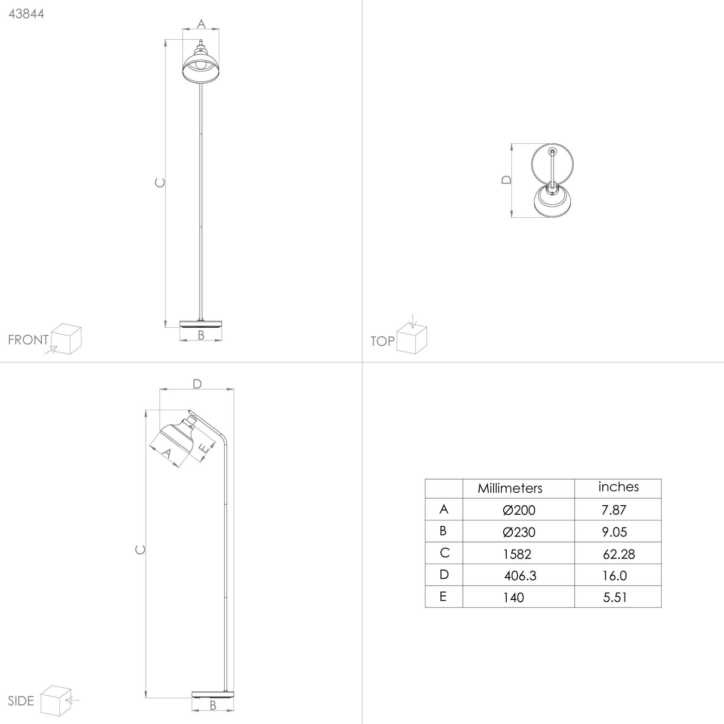 Lattiavalaisin EGLO Matlock 40W 40,5x20x158cm harmaa/musta