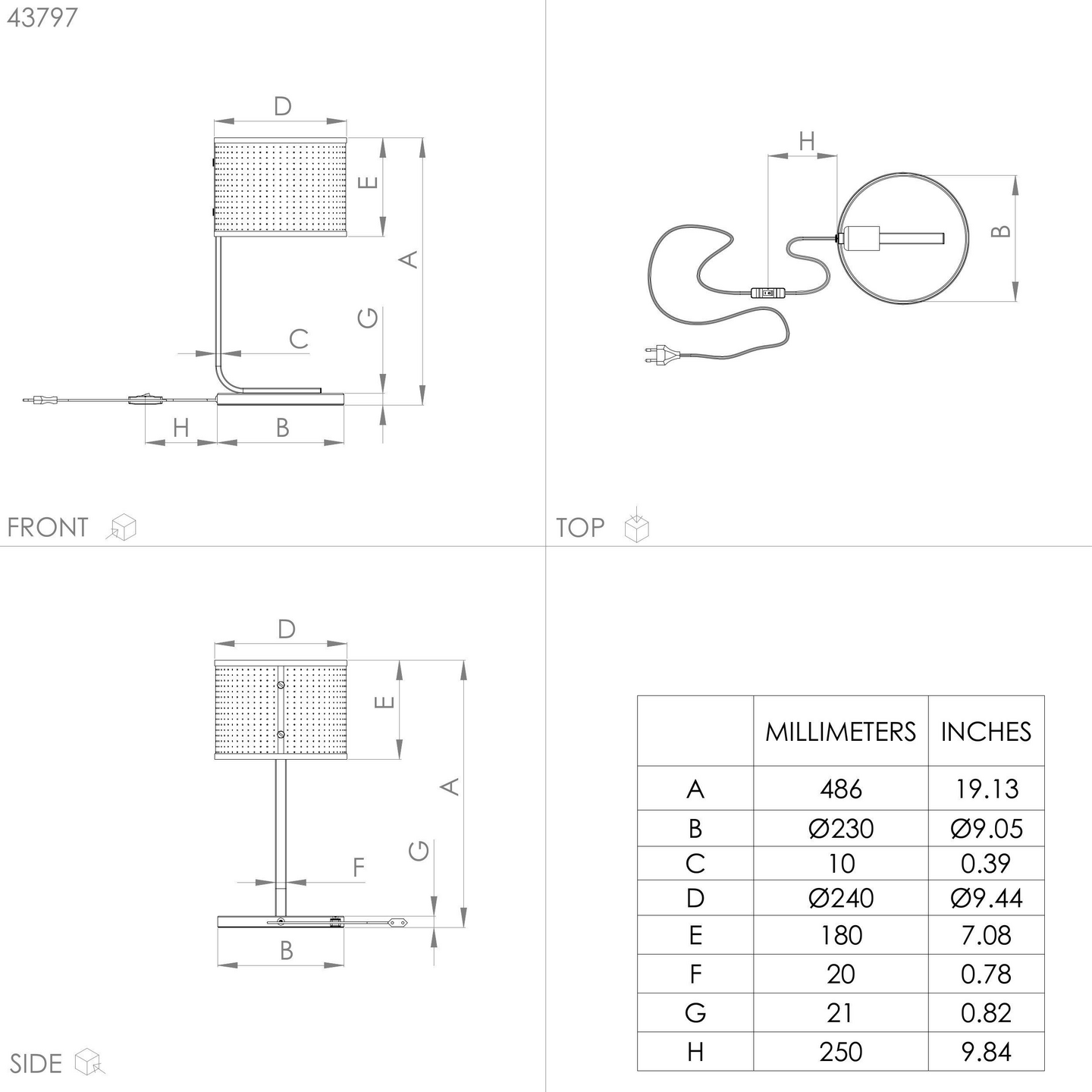 Pöytävalaisin EGLO Manby 40W 24x48,5cm musta