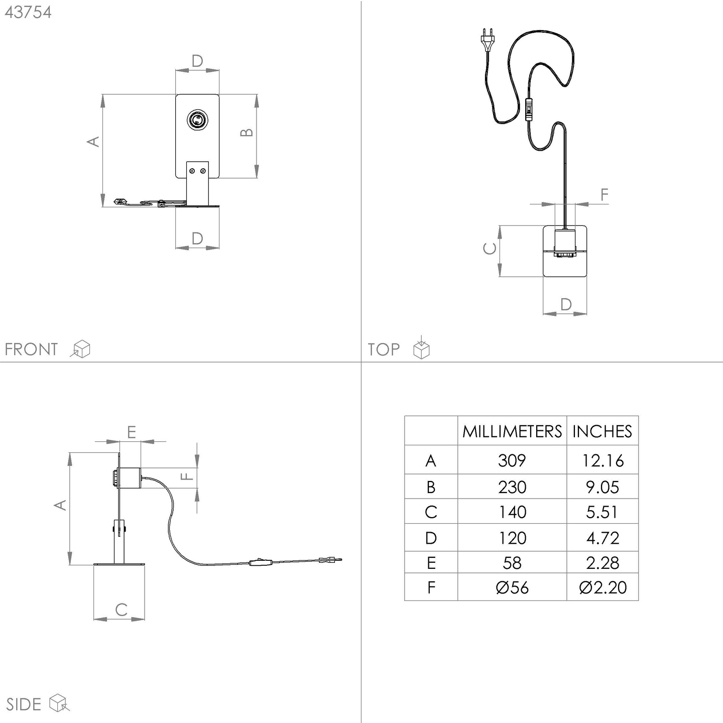 Pöytävalaisin EGLO Bramerton 40W 12x14x31cm puu/musta