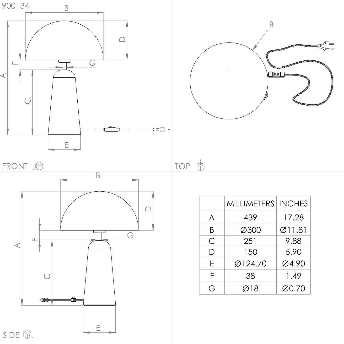 Pöytävalaisin EGLO Aranzola 40W 30x45cm musta