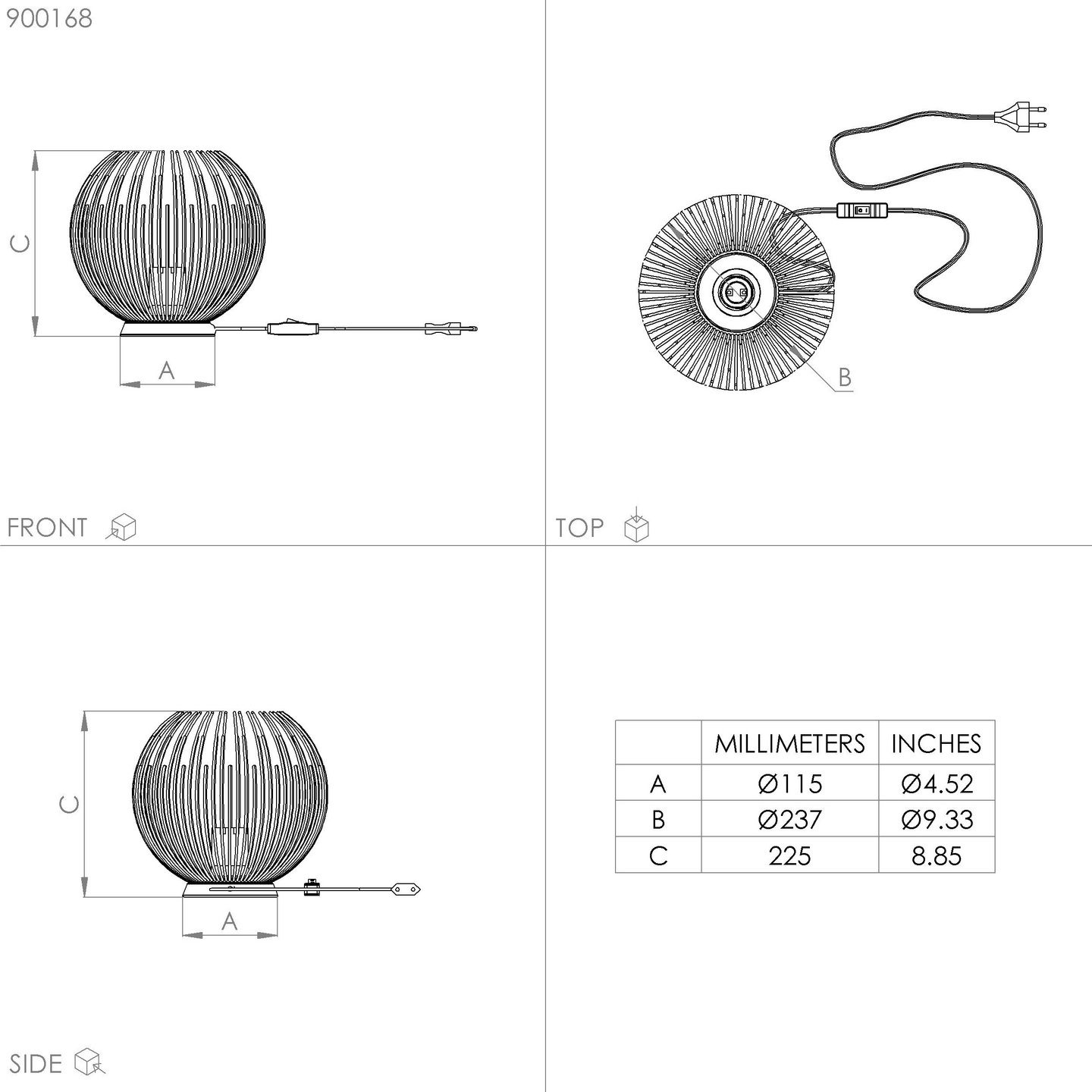 Pöytävalaisin EGLO Venezuela 40W 23,5x22,5cm kulta/musta