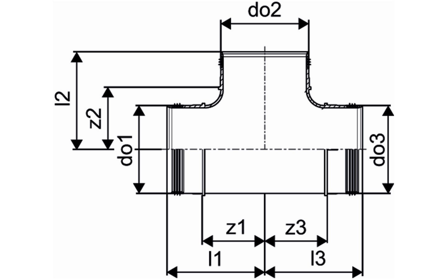 T-kappale Uponor 160/125