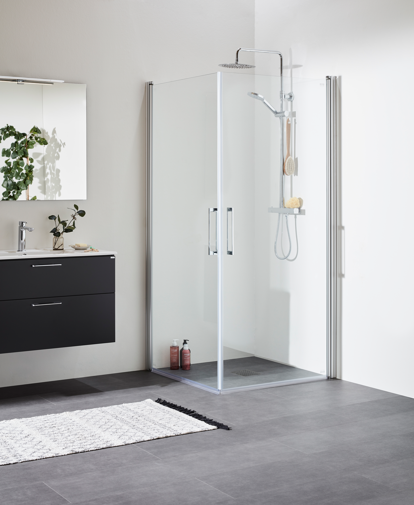 DUSCHHÖRN NORO FIX TREND C 99 SILVER MATT TRANSPARENT GLAS