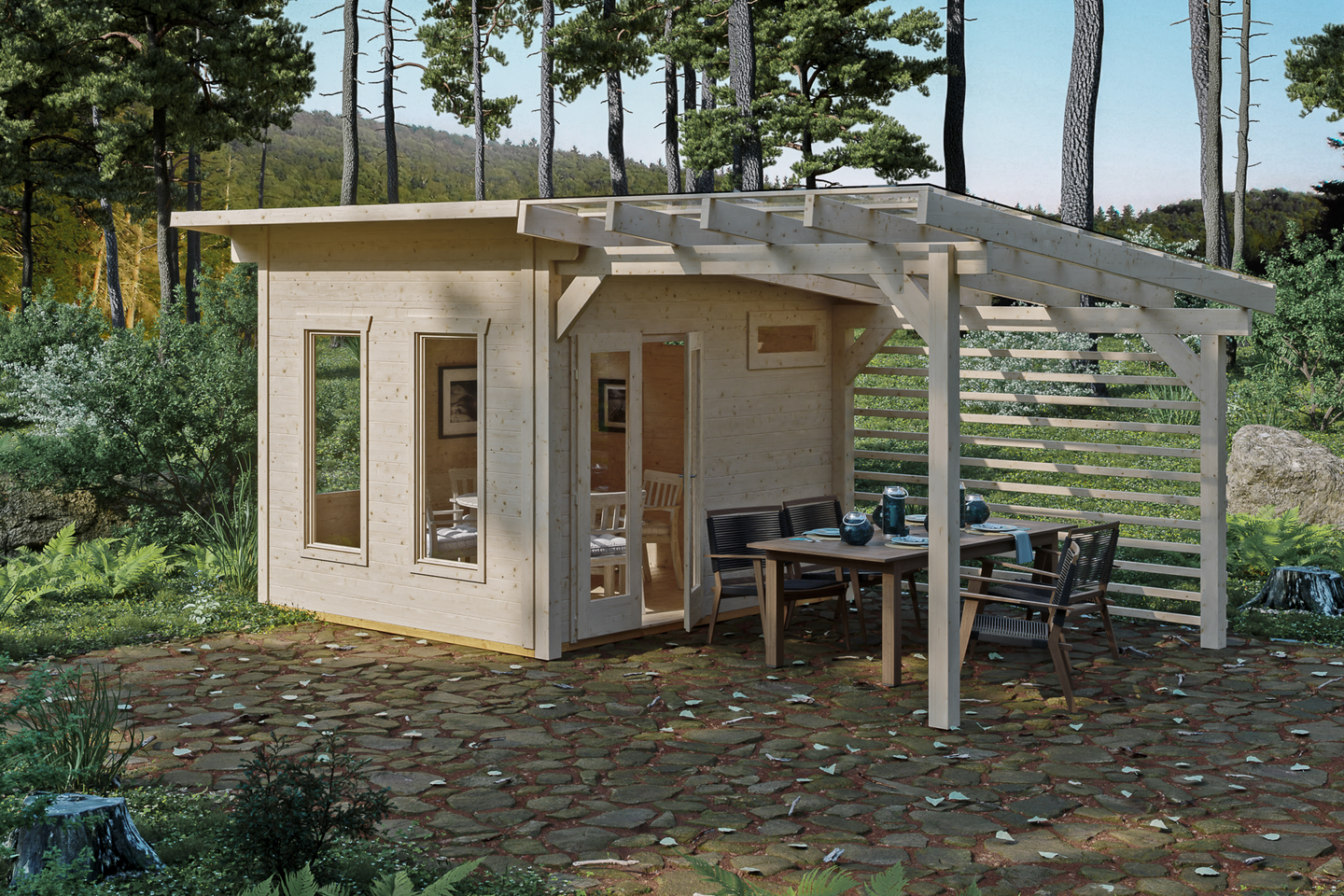 Pihatalo ja pergola Cello Lemland 18,8m²