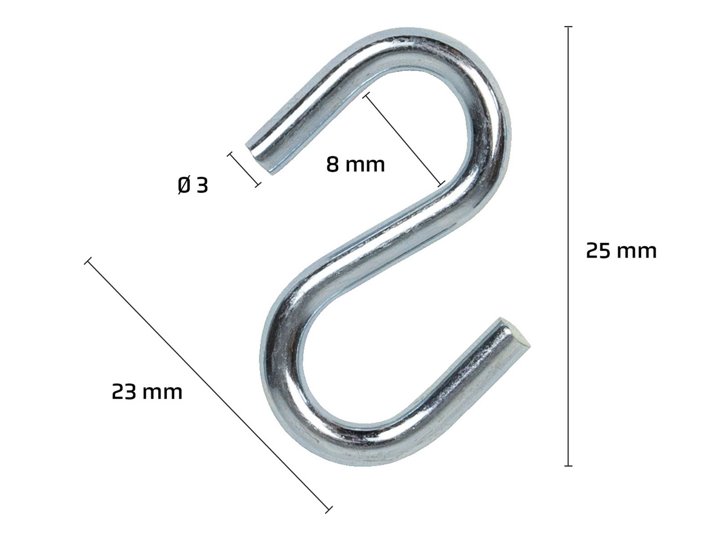 S-koukku PROF 25mm sinkitty 5kpl