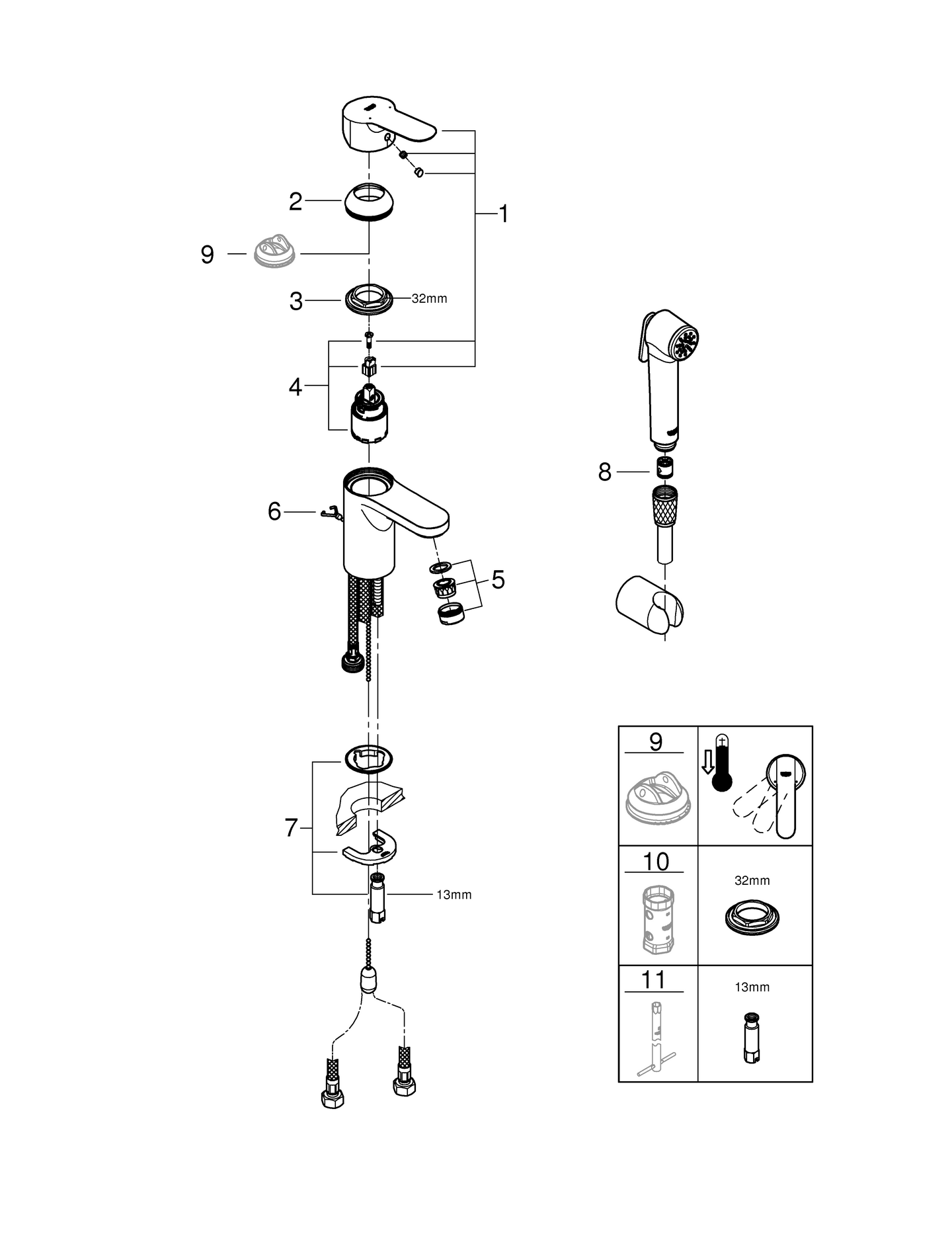 Pesuallashana GROHE 23955000 Start Edge Bide