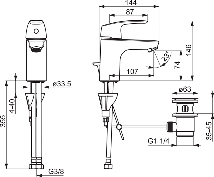 Pesuallashana Oras 1004F Safira vipupohjaventtiili