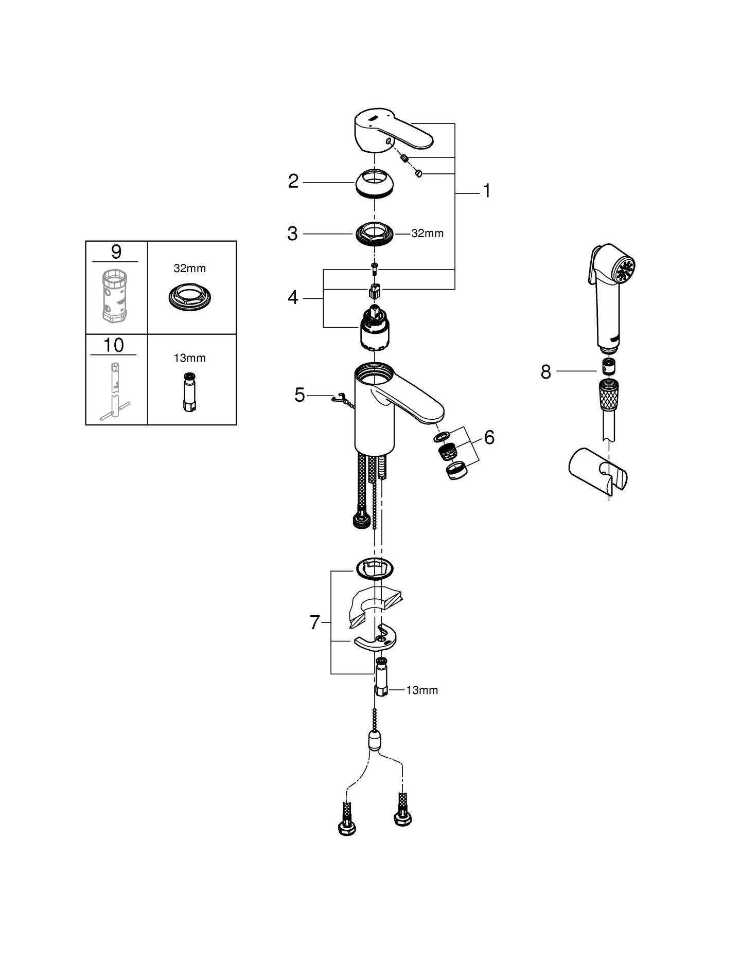 Pesuallashana GROHE 23953003 Eurostyle Cosmo Bide