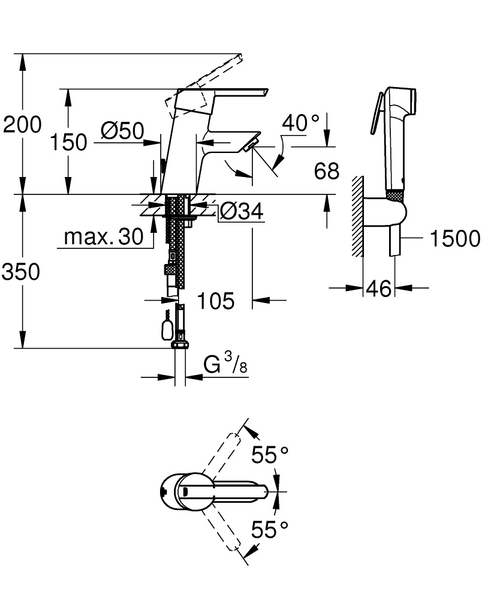 Pesuallashana GROHE 23954000 Feel Bide