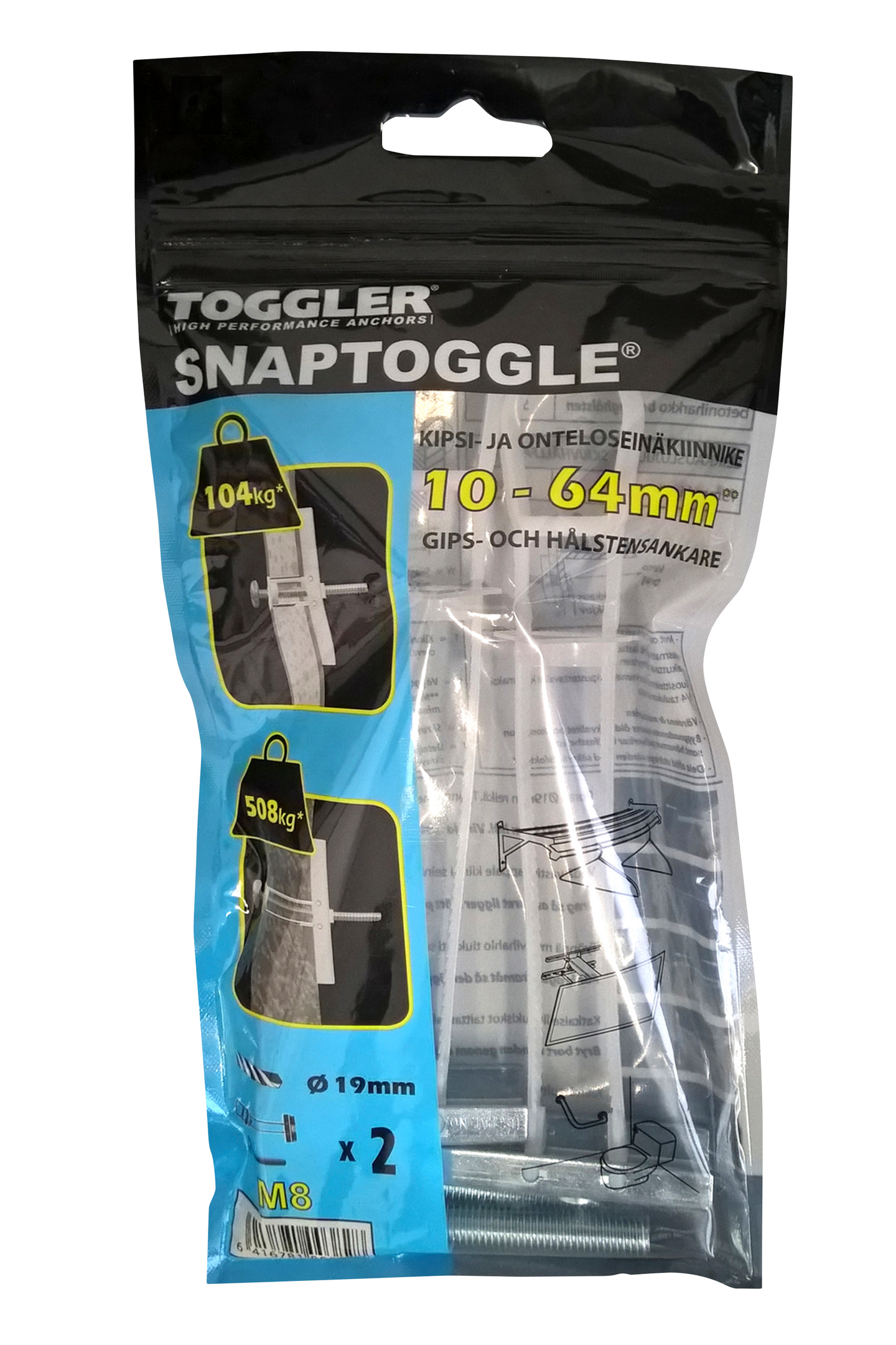 Levyankkuri Snaptoggle M8 10-64mm + pultit 2kpl