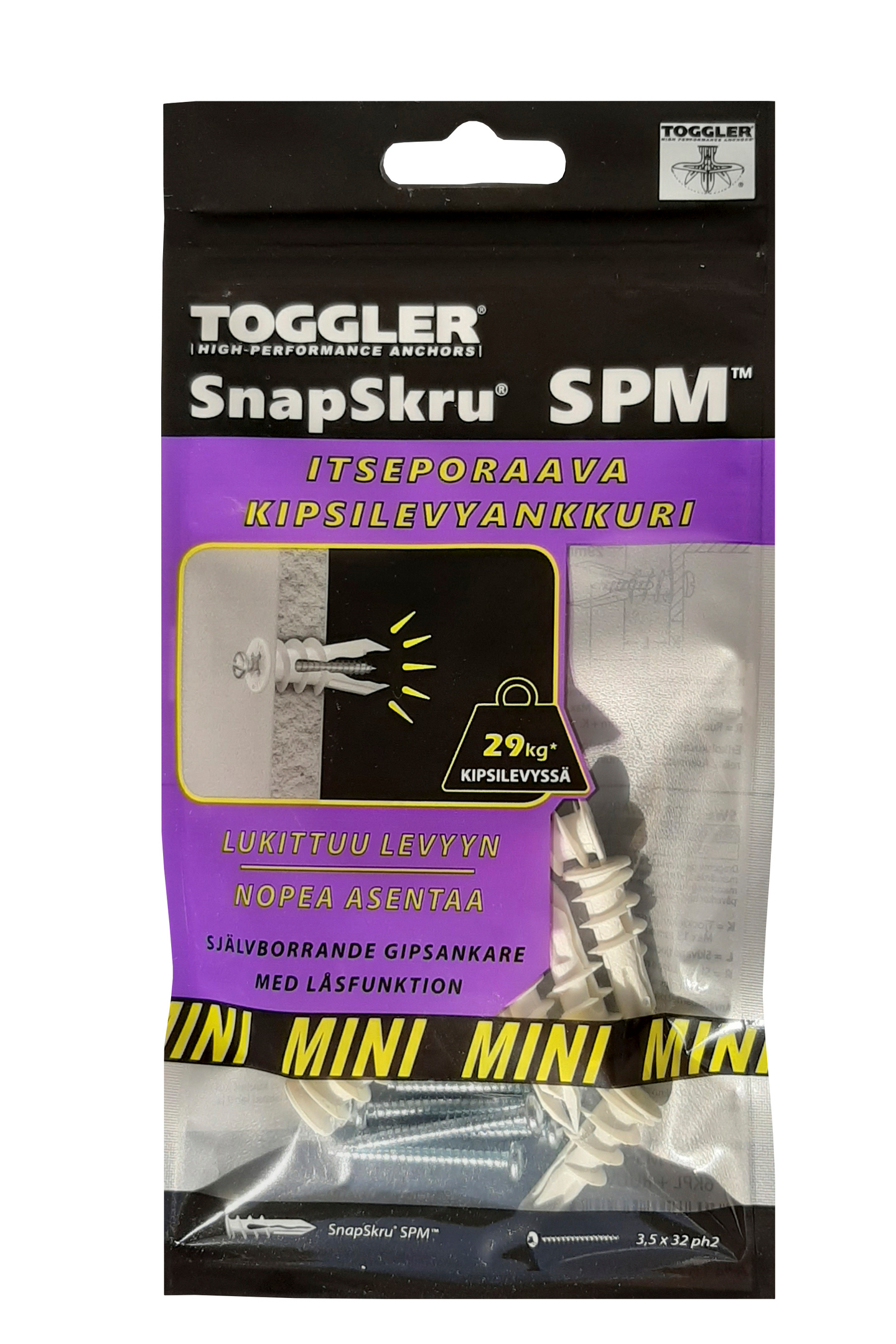 Kipsilevyankkuri Snapskru Mini SPM + ruuvit 6kpl