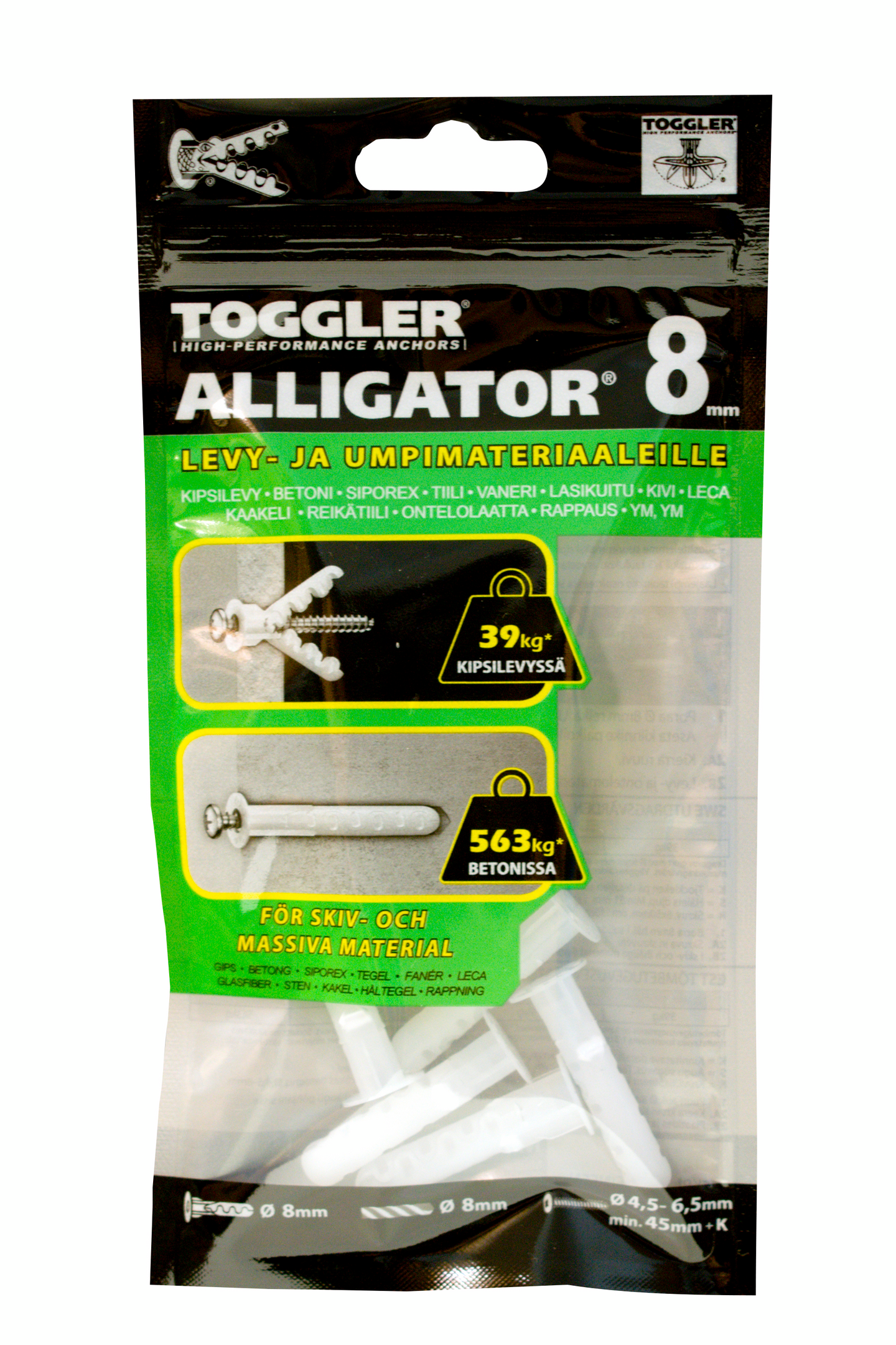 Tulppa Toggler Alligator AF8 8mm laipalla 5kpl