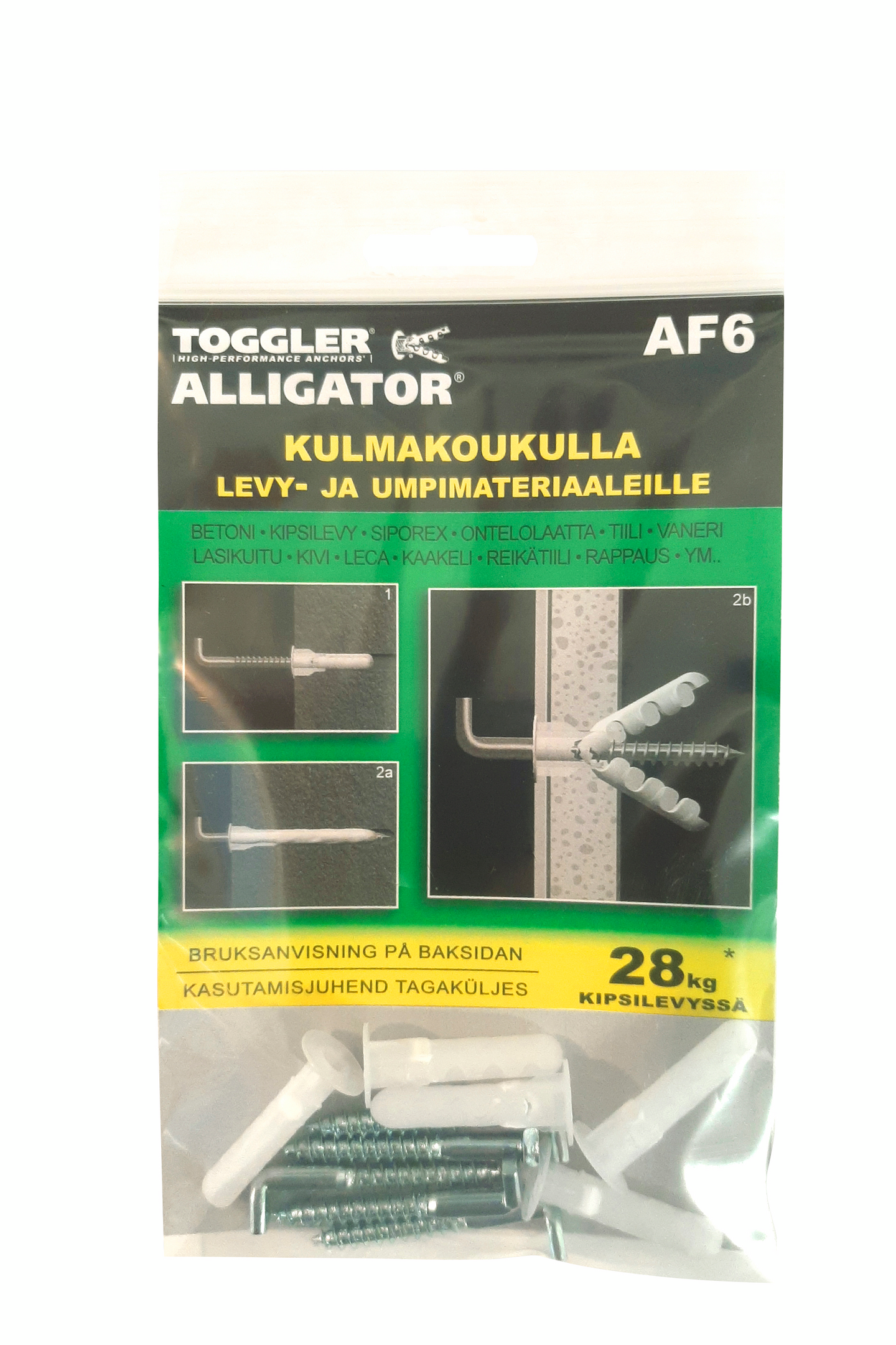 Tulppa Toggler Alligator AF6 6mm laipalla + l-koukut 5kpl