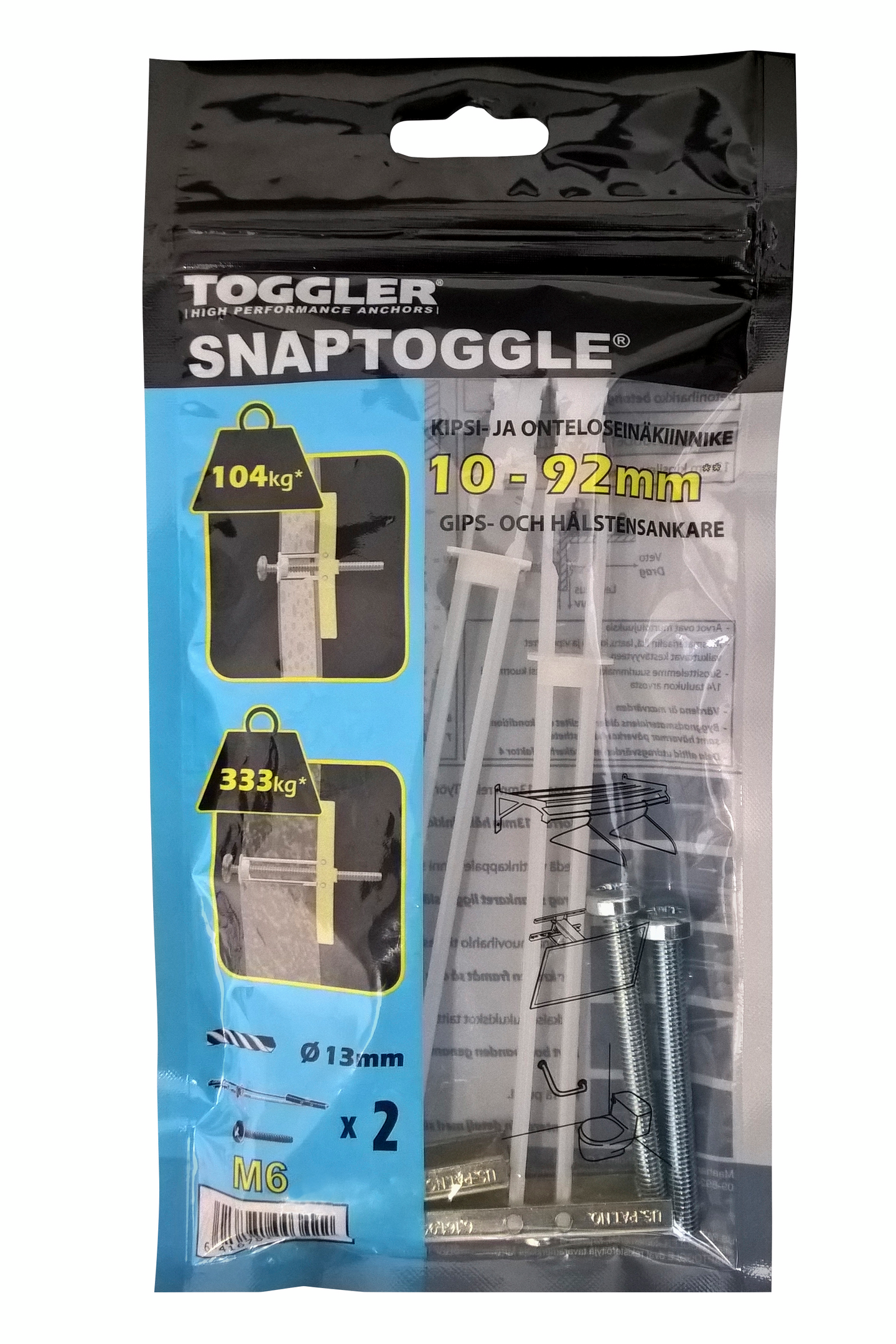 Levyankkuri Snaptoggle M6 10-92mm + pultit 2kpl