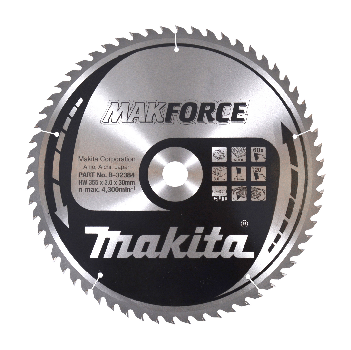 Pyörösahanterä Makita Makforce 355x30x3,0mm Z-60