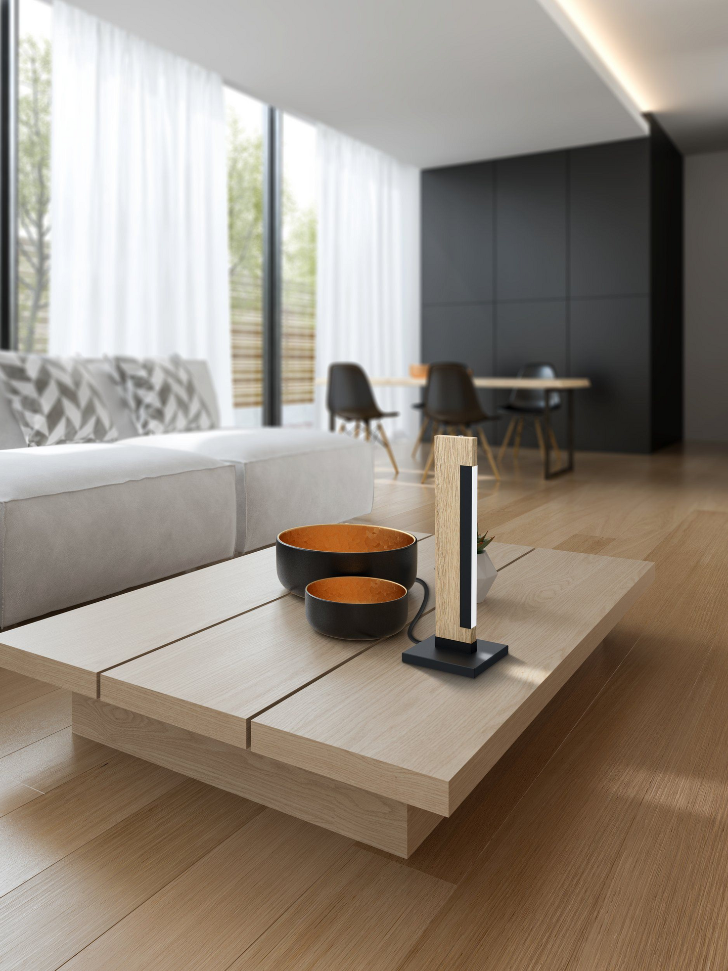 Pöytävalaisin EGLO Camacho teräs puu musta/ruskea