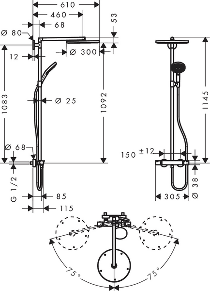 Sadesuihkuhana Hansgrohe 27858000 Raindance S300 Air 1 Jet