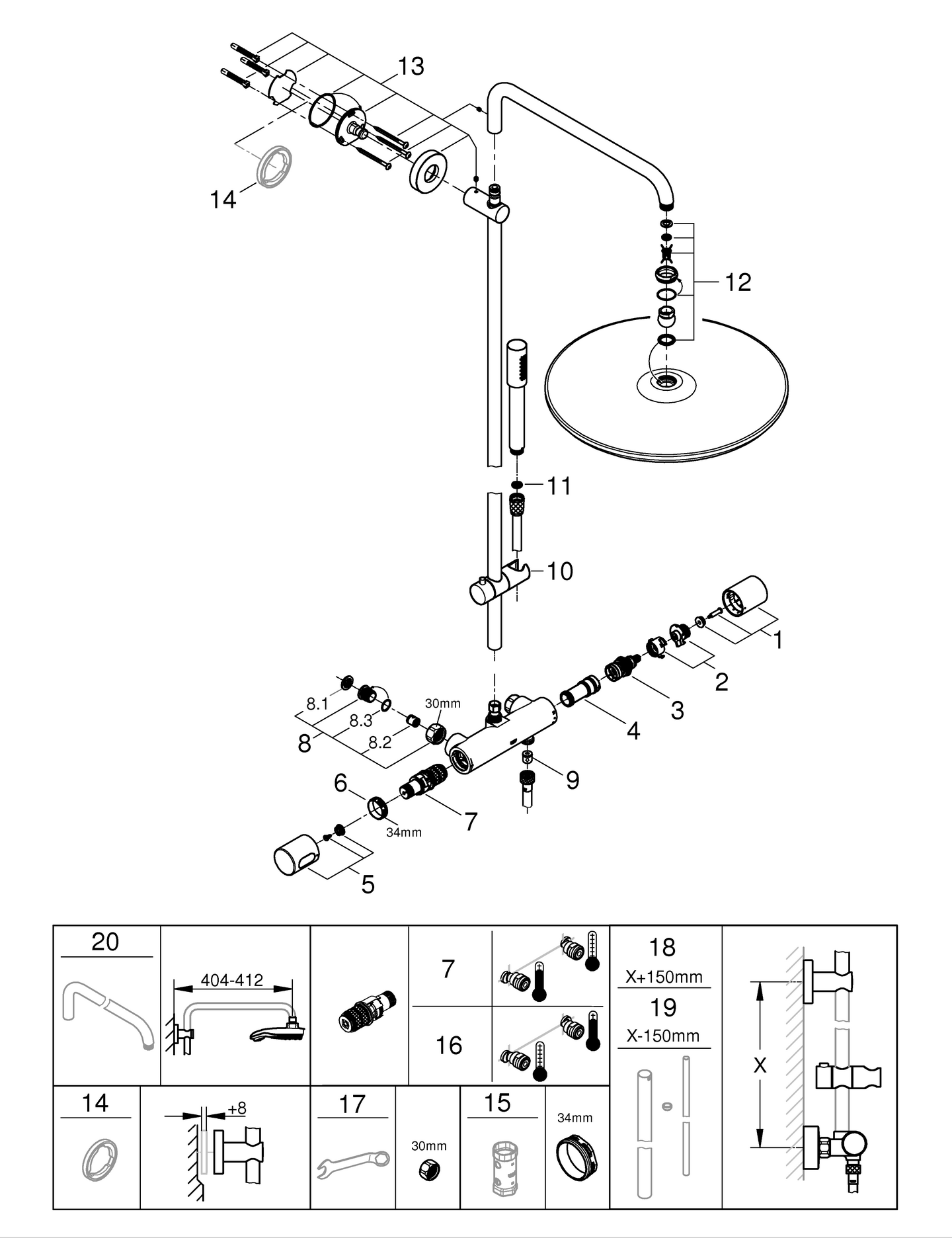Suihkujärjestelmä GROHE 26713000 Rainshower 400