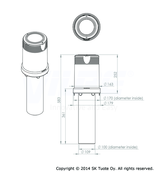 Tuuletusputki VILPE Kartio 110/ER/250 harmaa