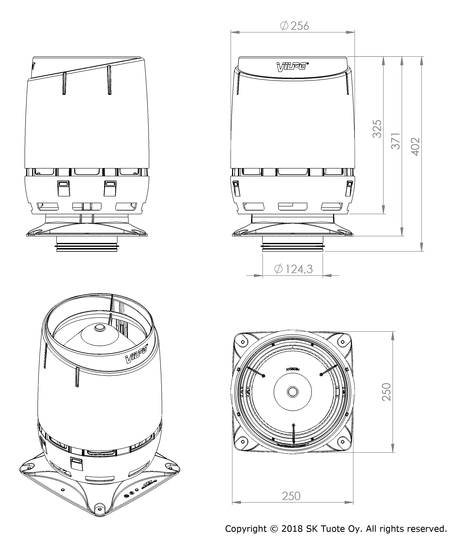Ilmanvaihdon poisto VILPE Flow 125S 250x250 musta