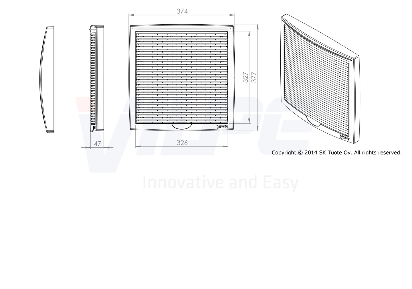 Monitoimisäleikkö Vilpe 375x375 harmaa