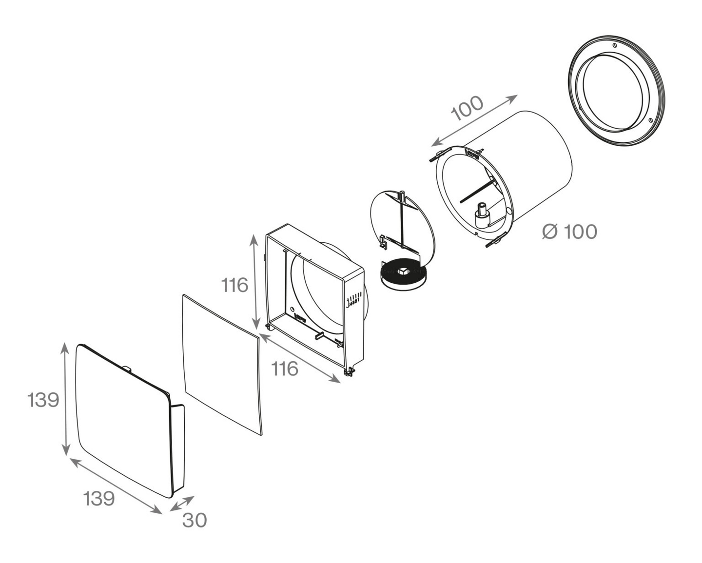 Korvausilmaventtiili VILPE Wive tuuletusluukkuun termostaatti valkoinen