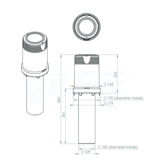 Tuuletusputki VILPE Kartio 110/ER/250 musta
