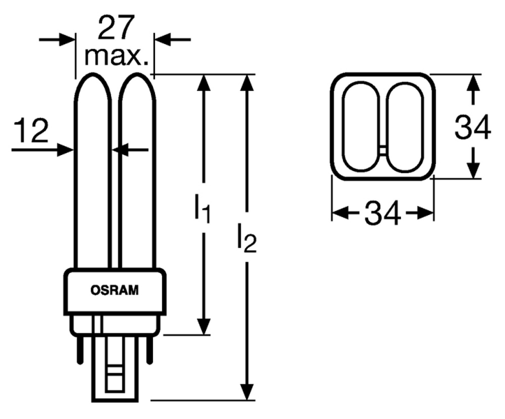 Loistelamppu OSRAM Dulux D/E 26W 1800lm 840 G24Q-3