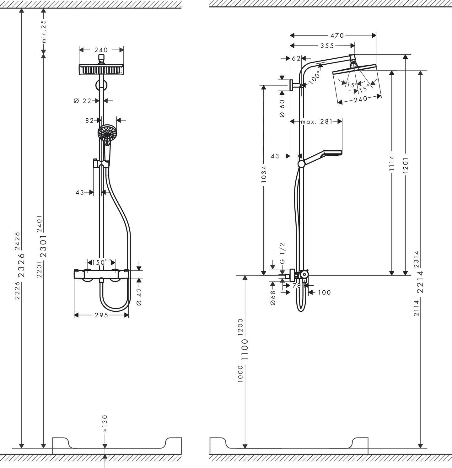Sadesuihkuhana Hansgrohe 26596000 Crometta 240 Ecosmart