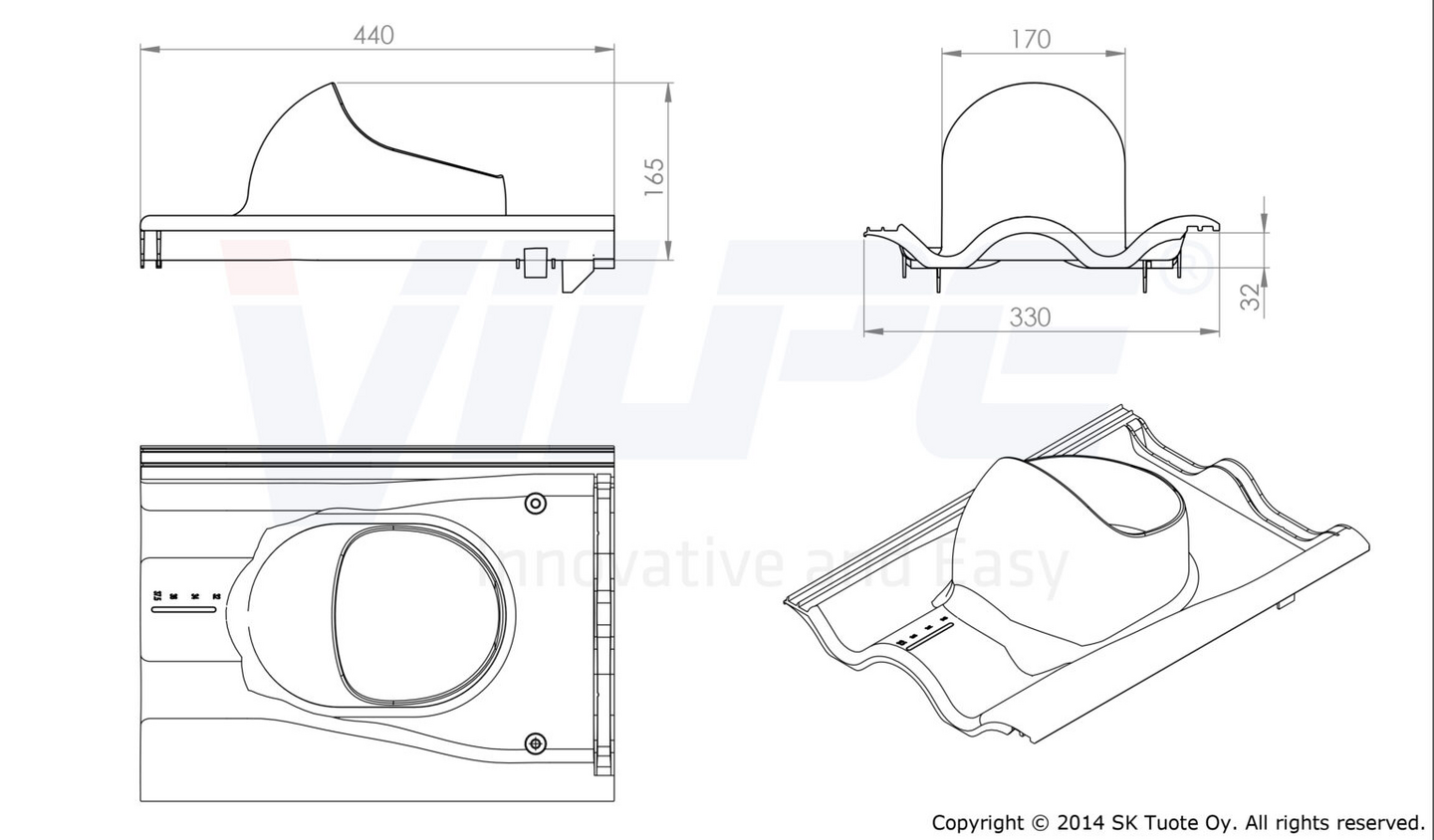 Läpivienti VILPE 2K tiilikatteet ruskea