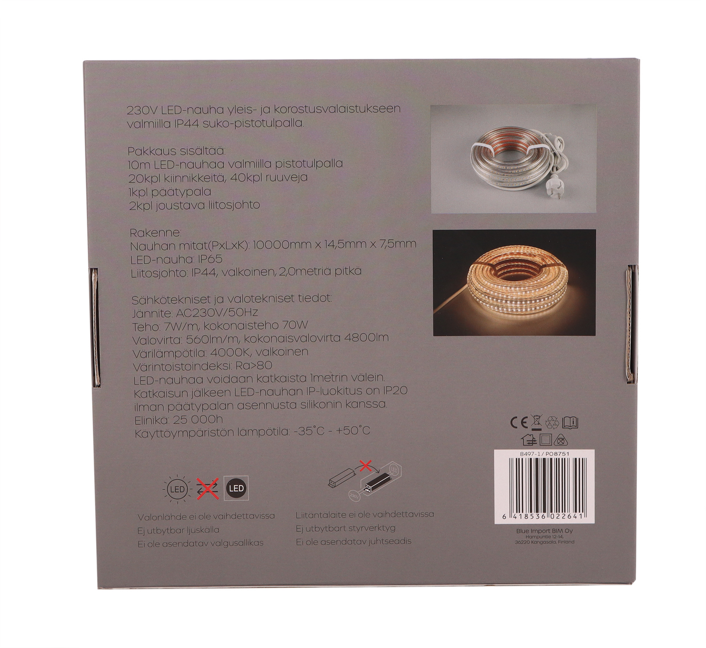 Valonauha Led Energie 230V 5m 4000K 7W/m 560lm/m IP44/IP65