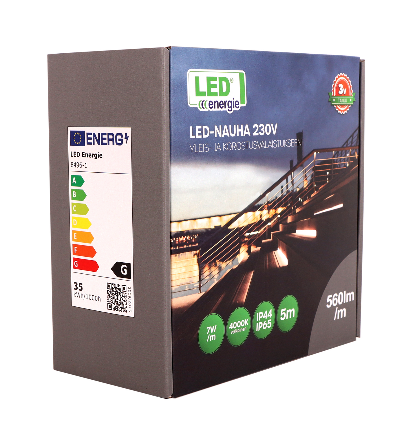 Valonauha Led Energie 230V 10m 4000K 7W/m 560lm/m IP44/IP65
