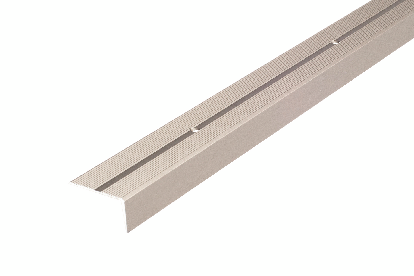 Askelkulmalista 42x22mm kromi-anodisoitu uritettu rei’itetty 2000mm