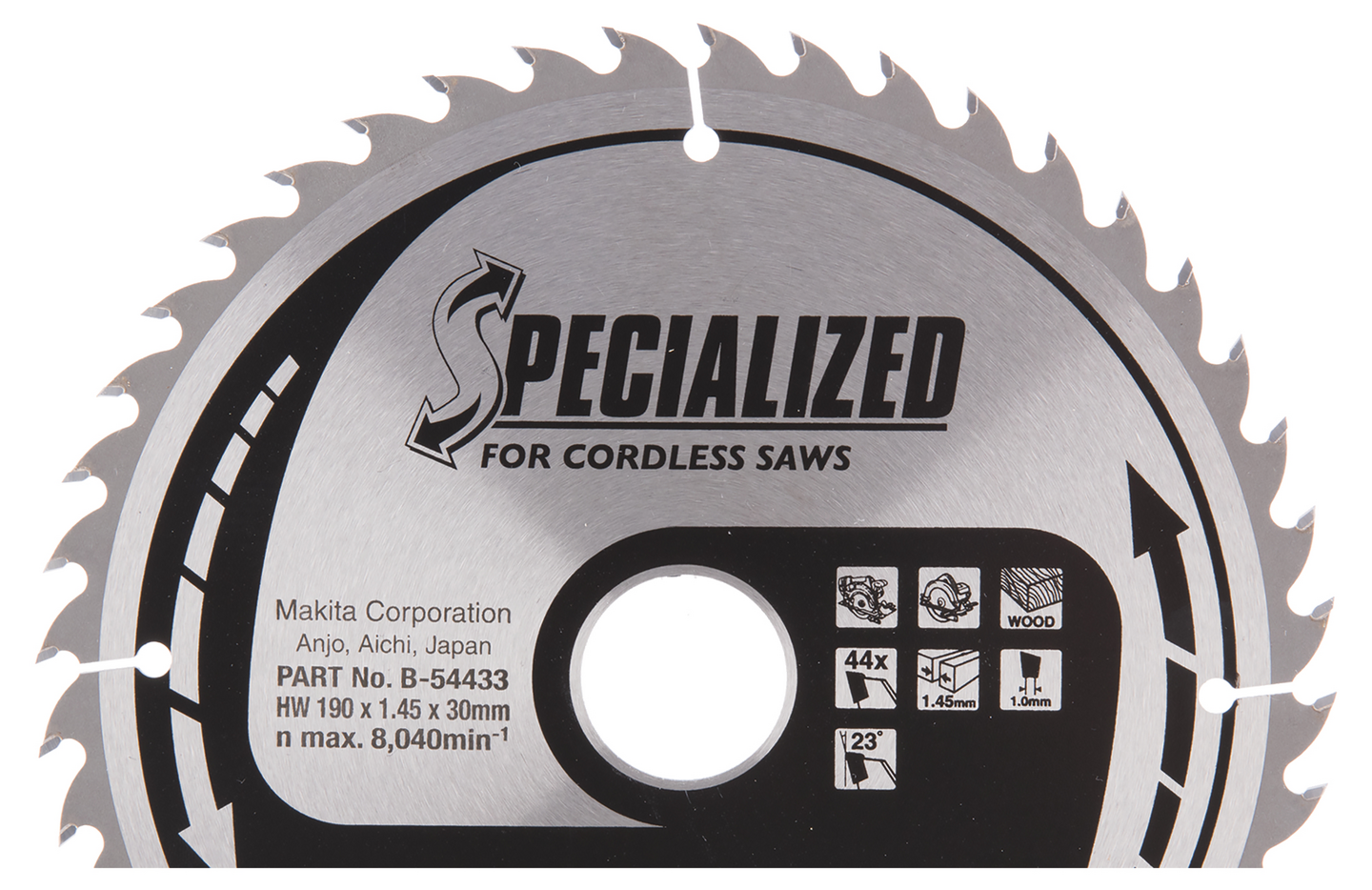 Pyörösahanterä Makita Specialized 190x30x1,45mm Z-44 puu