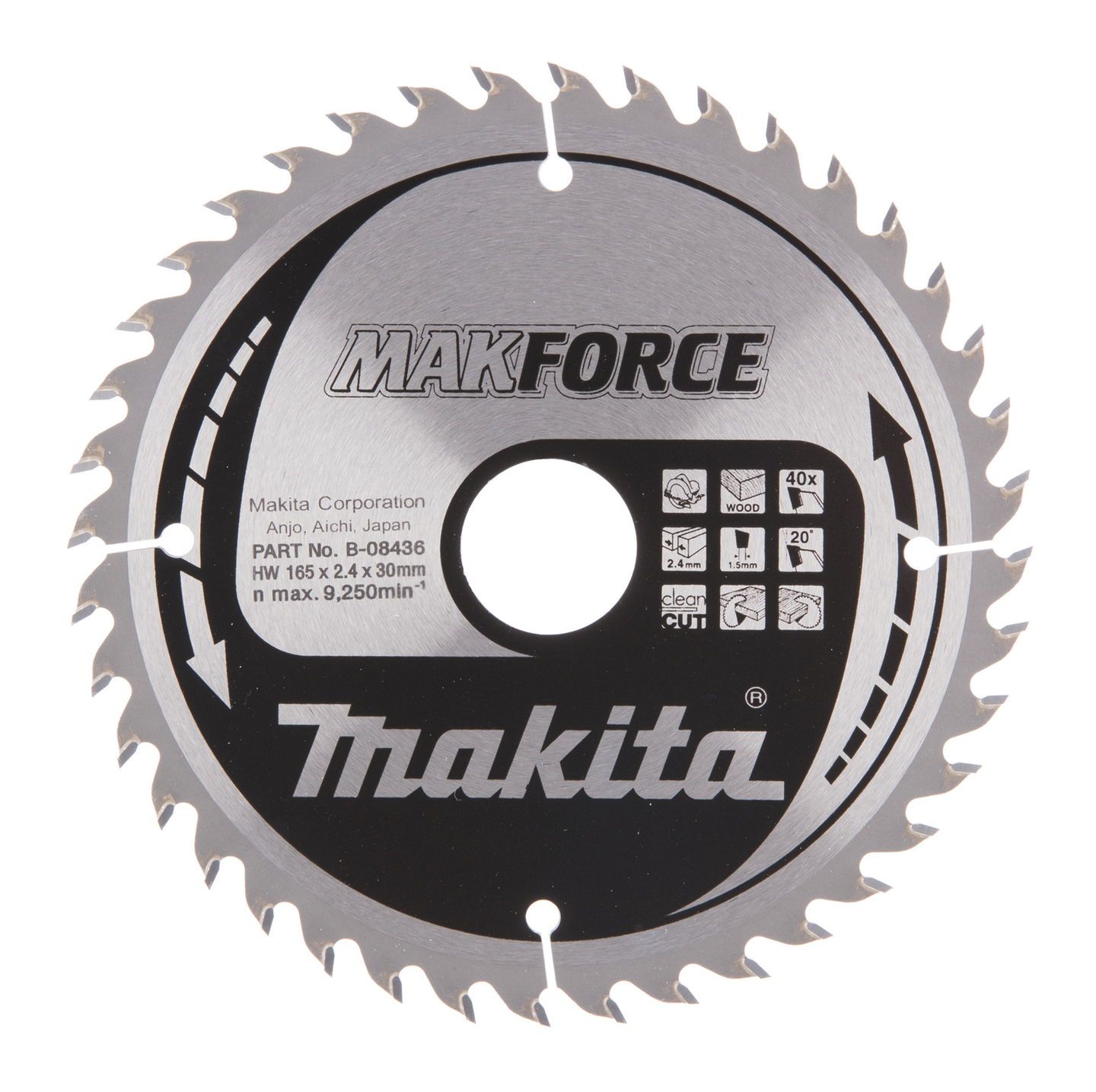 Pyörösahanterä Makita Makforce 165x30x2,4mm Z-40 puu