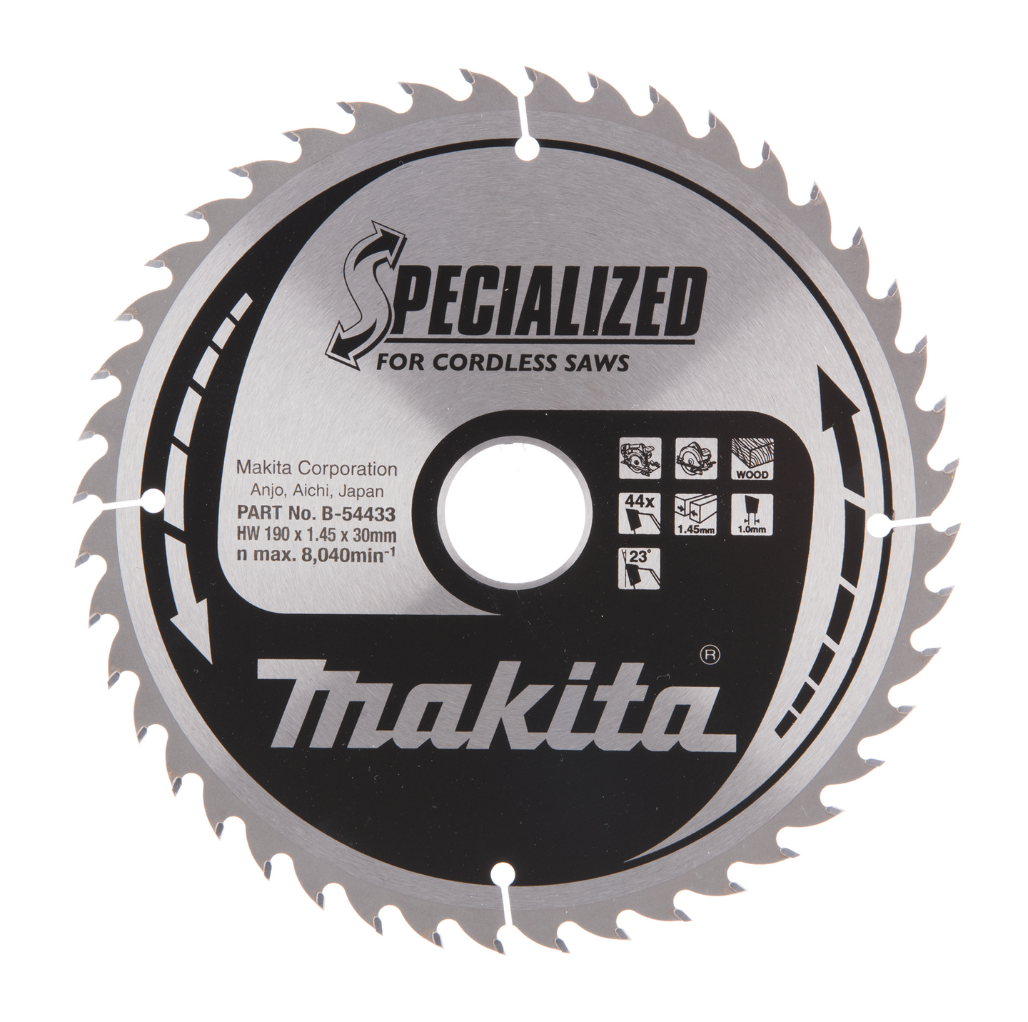 Pyörösahanterä Makita Specialized 190x30x1,45mm Z-44 puu