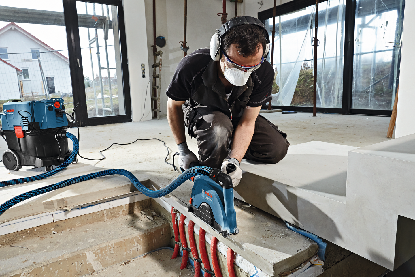 Pölynpoistoadapteri Bosch GDE 230 FC-t kulmahiomakoneelle