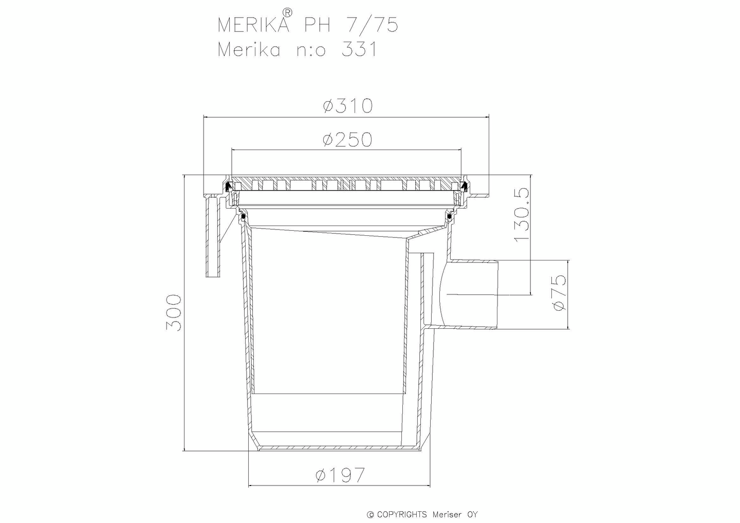 Hiekanerotin Merika PH 75 mm 7,7L M-331