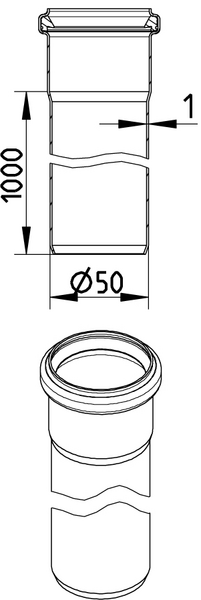 Muhviputki Blücher 1000mm, ø50mm ruostumaton teräs