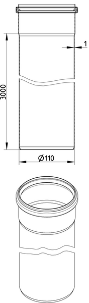 Muhviputki Blücher 3000mm, ø110mm ruostumaton teräs