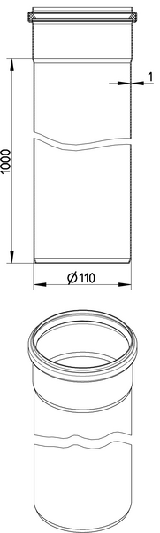 Muhviputki Blücher 1000mm, ø110mm ruostumaton teräs
