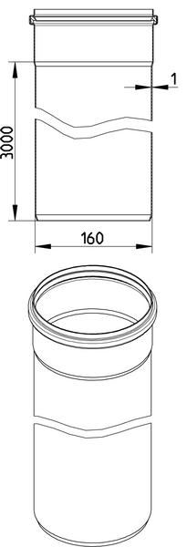 Muhviputki Blücher 3000mm, ø160mm ruostumaton teräs