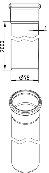 Muhviputki Blücher 2000mm, ø75mm ruostumaton teräs